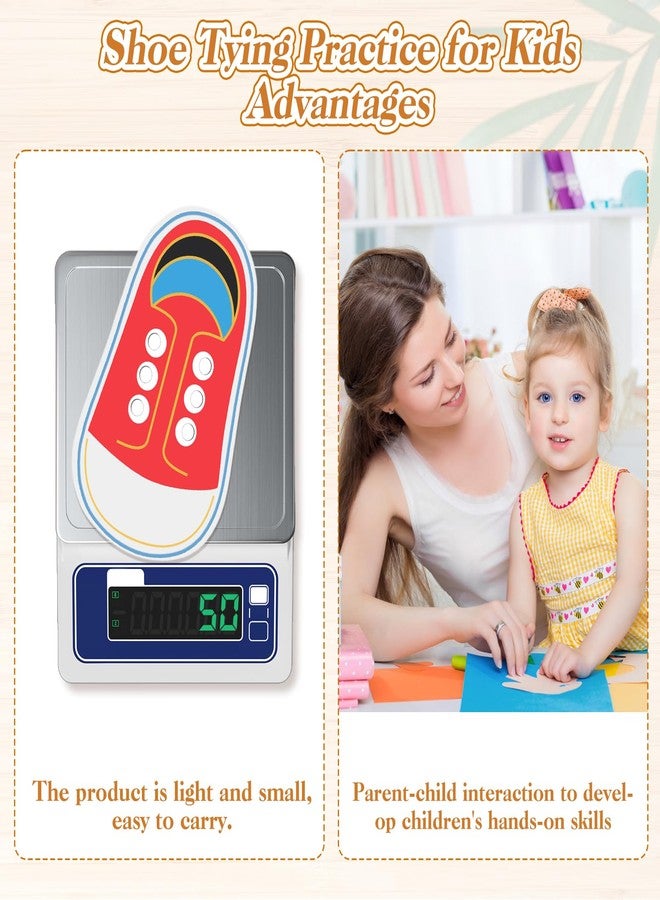 FLATRI Wooden Red Shoe Tying Practice for Kids, How to Tie Your Shoes for Kids Threading Lacing Shoes Training, Learn to Tie Your Shoes Developmental Toys - Image 4